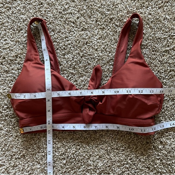 Aerie Longline Scoop Bikini Top Women’s M Rust Knot Front Keyhole Swimwear - Picture 10 of 10